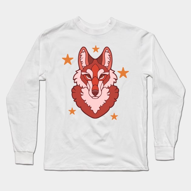 Wolf Portrait - version one Long Sleeve T-Shirt by Vaigerika